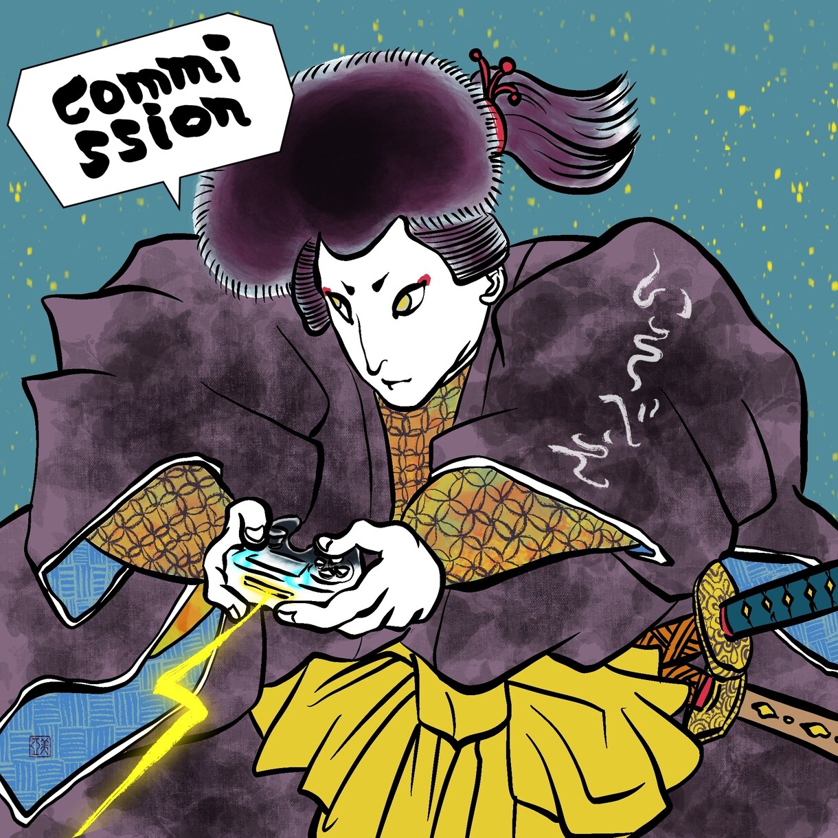 和風／浮世絵テイストでアイコン描きます デジタルでも筆感を出しアナログ風の色付けをします。 イメージ1