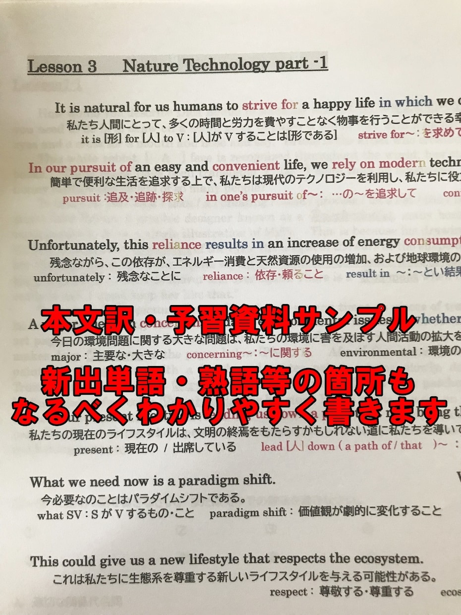 英語教科書の本文解説・予習資料を製作いたします 現役講師目線でアドバイスいたします！[ 高校範囲 ] イメージ4