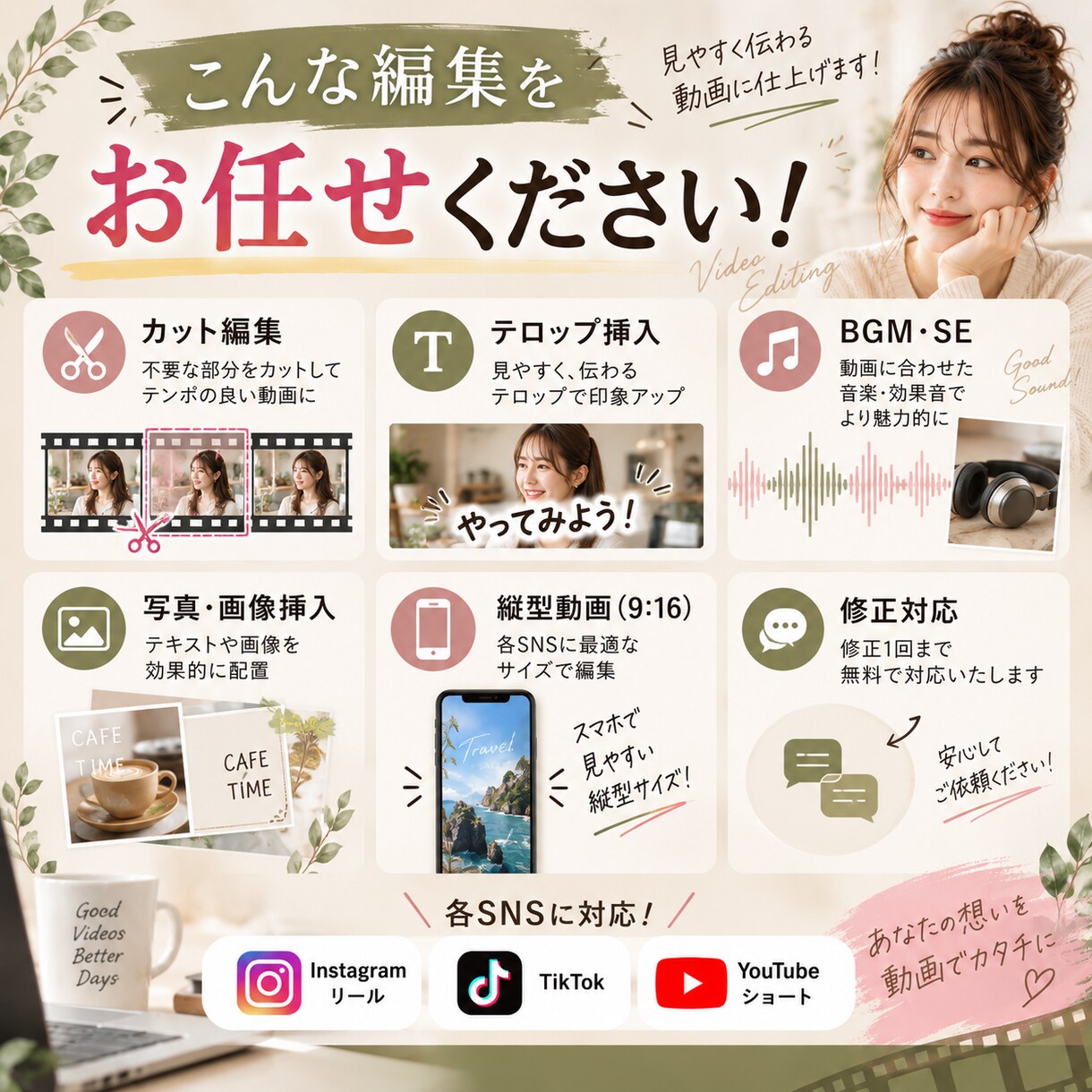 魅力的なショート動画を作成します Instagram•YouTube•TikTok対応 イメージ3