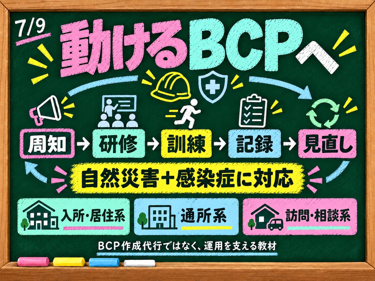 現役施設管理職が障害福祉BCP研修一式を提供します 動画9本＋実務書式で研修準備から訓練・記録まで整います イメージ7