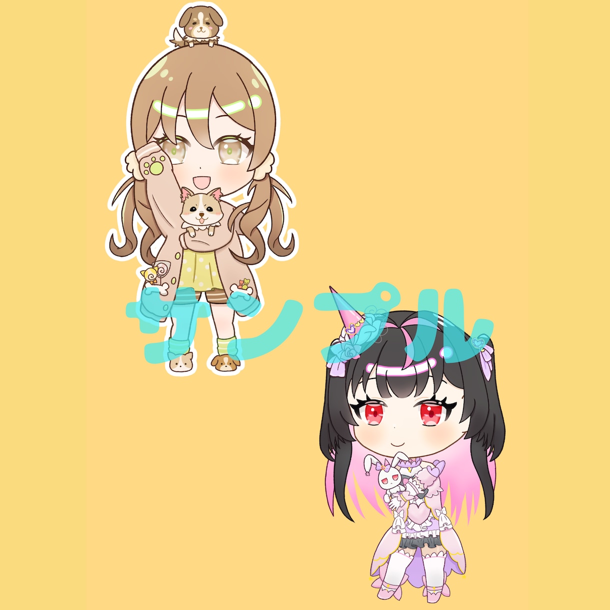 可愛いデフォルメイラスト描きます VTuberさんなどに向けた目を引く可愛い2頭身 イメージ2