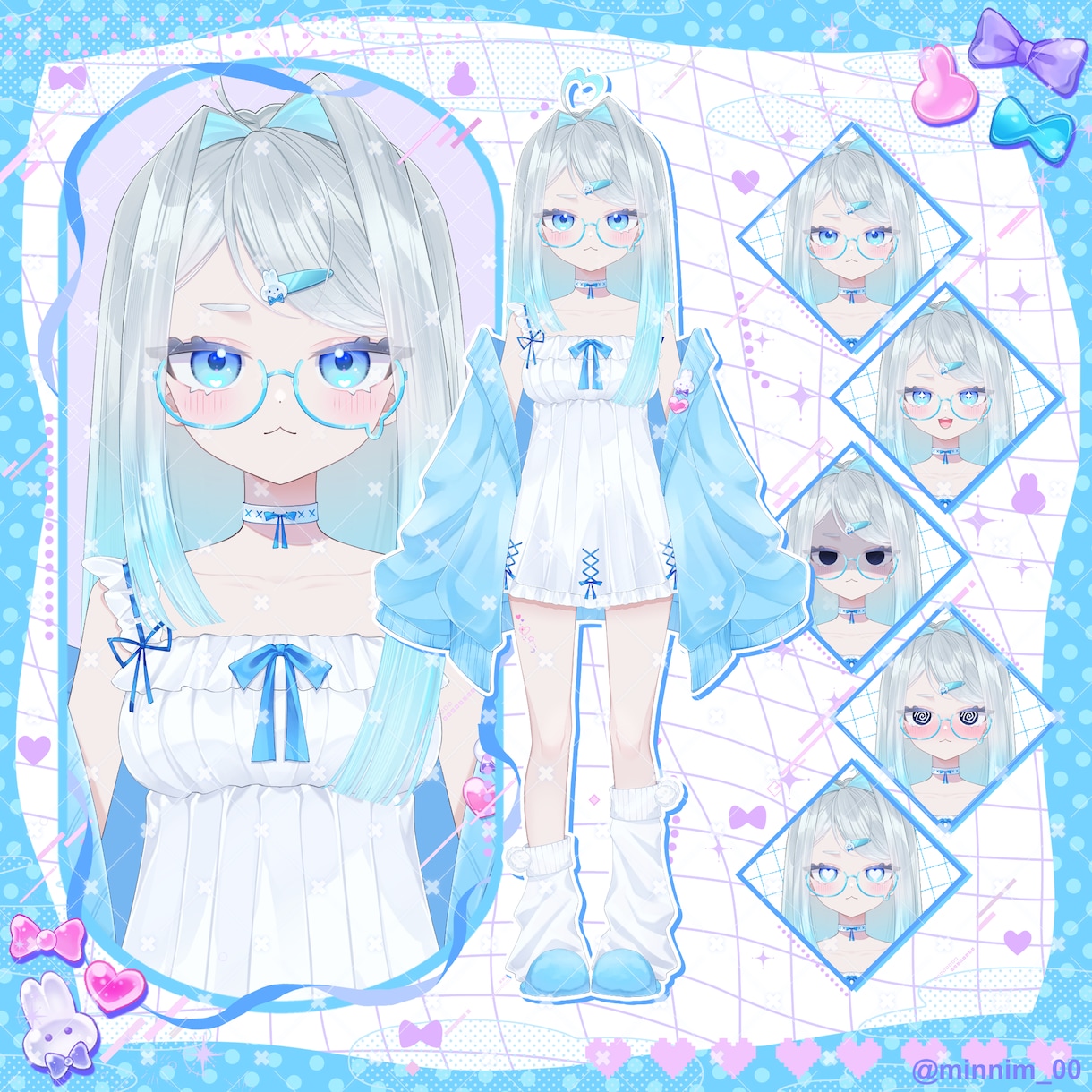 Vtuber様用パーツ分けイラストを制作いたします 全身キャラデザ表情差分7種とPNG立ち絵データ付き！ イメージ3