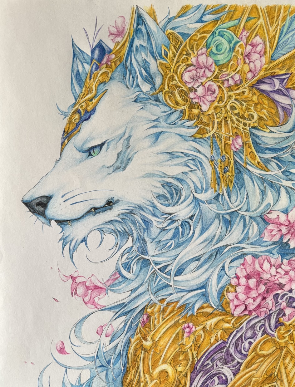 線画、塗り絵などに色鉛筆でアナログ彩色をしています 色鉛筆ならではの柔らかで優しい彩色を得意とします イメージ1