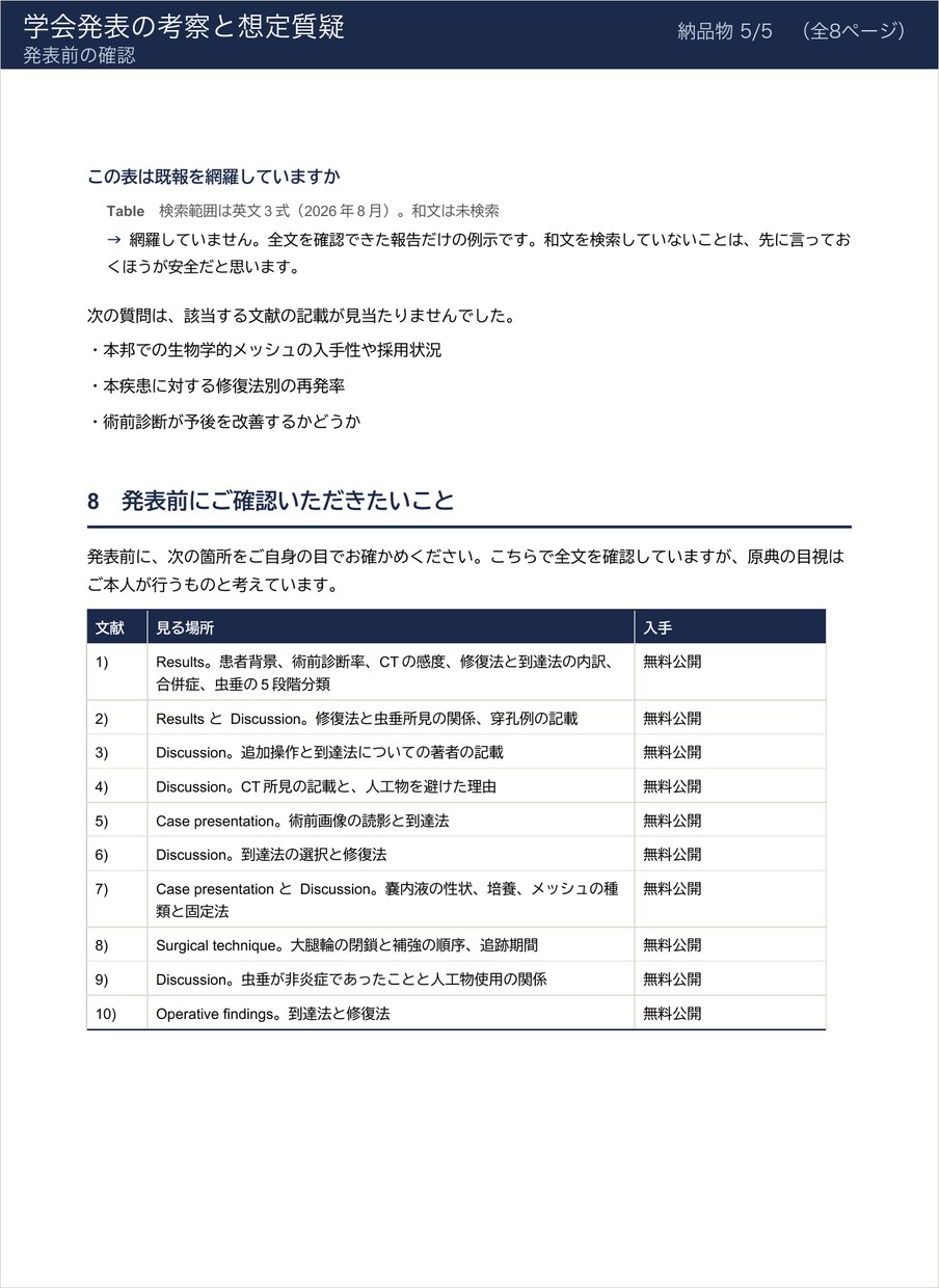 学会発表の考察と想定質疑を組み立てます 考察で何を言うかを、文献を読んで決めます イメージ8