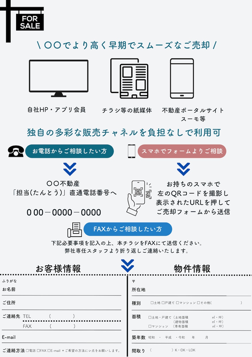 委任の取れる不動産売却チラシ作成します 不動産売却・買取案件の集客にお悩みの方へ イメージ2