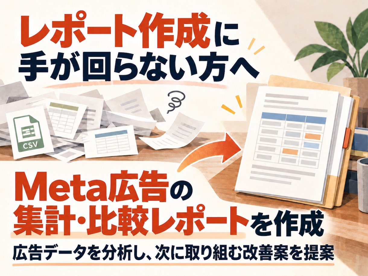 Meta広告を分析し改善案付きレポートを作成します 広告データを分析し、次に取り組む改善案を提案 イメージ1