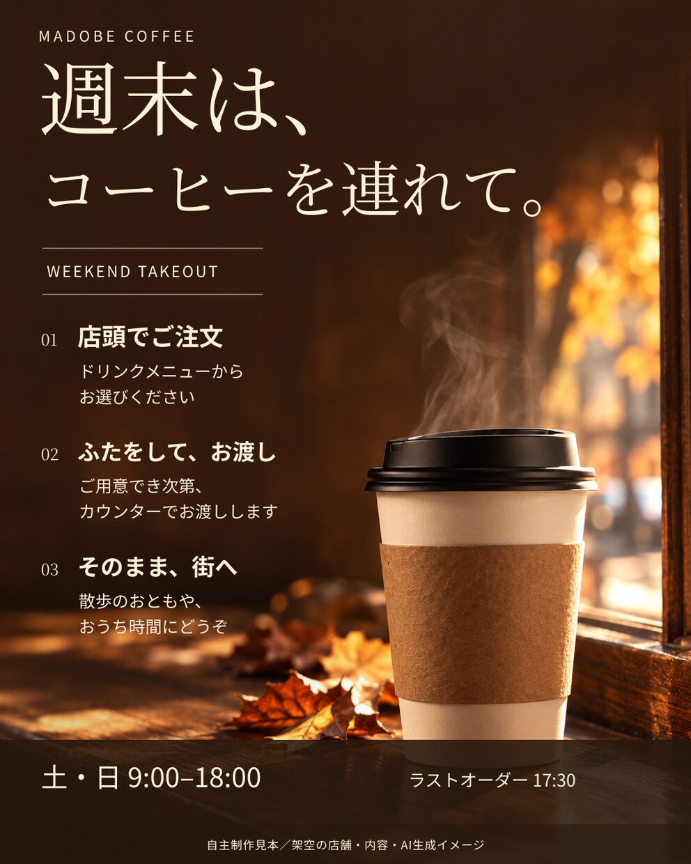 お店のインスタ画像3枚と投稿文を作成します 写真なしでOK。営業案内・季節メニューを画像と文章でまとめて イメージ6