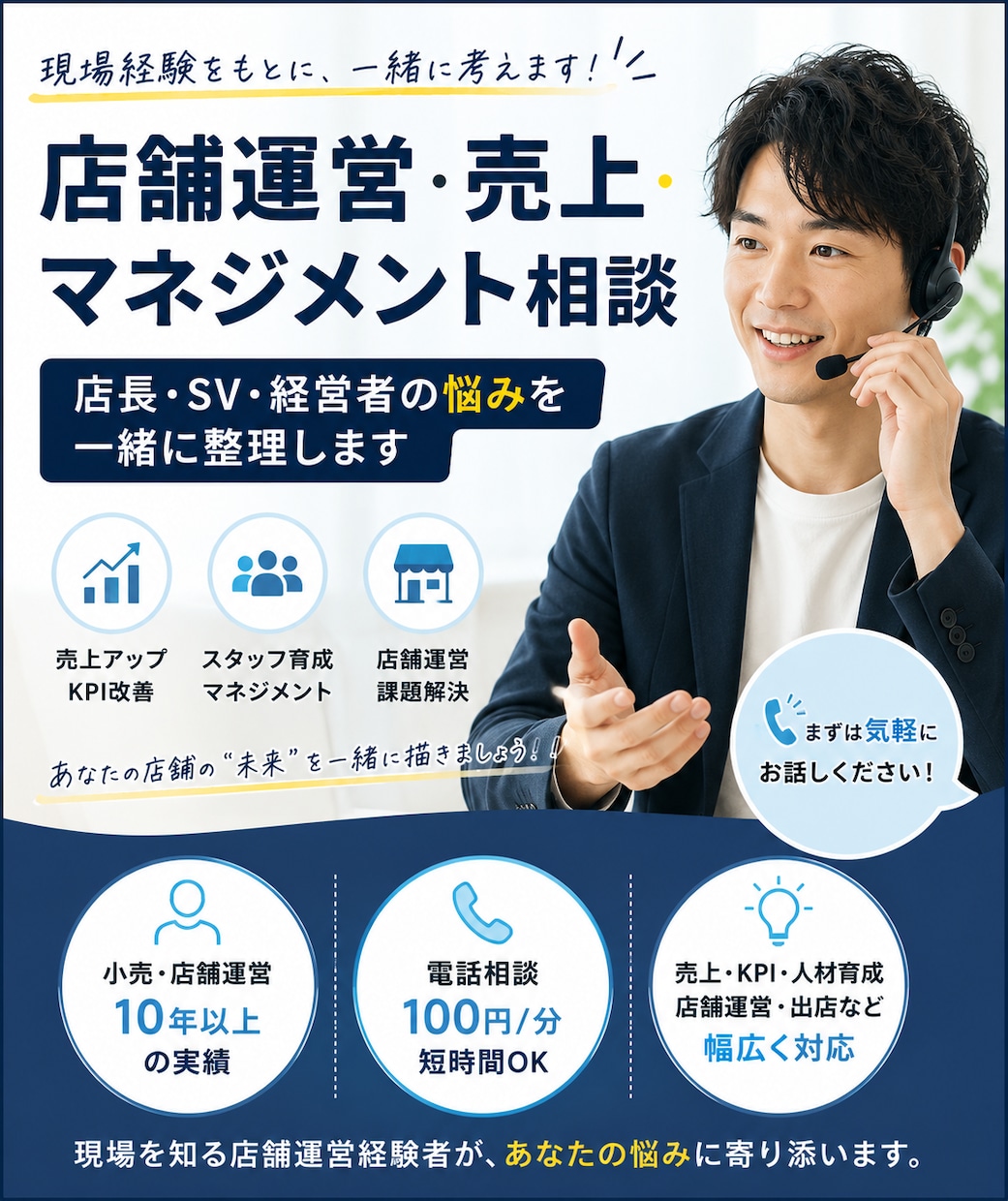 小売・店舗運営のお悩みを一緒に整理します 店長・SV・経営者のリアルな店舗課題を一緒に考えます イメージ1