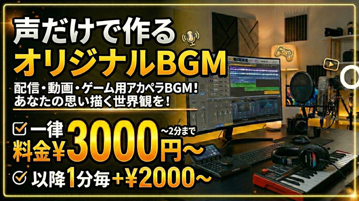 一曲3000円！声だけでオリジナルBGM作ります あなたのイメージ通りに配信、動画、ゲーム用アカペラBGM！ イメージ1