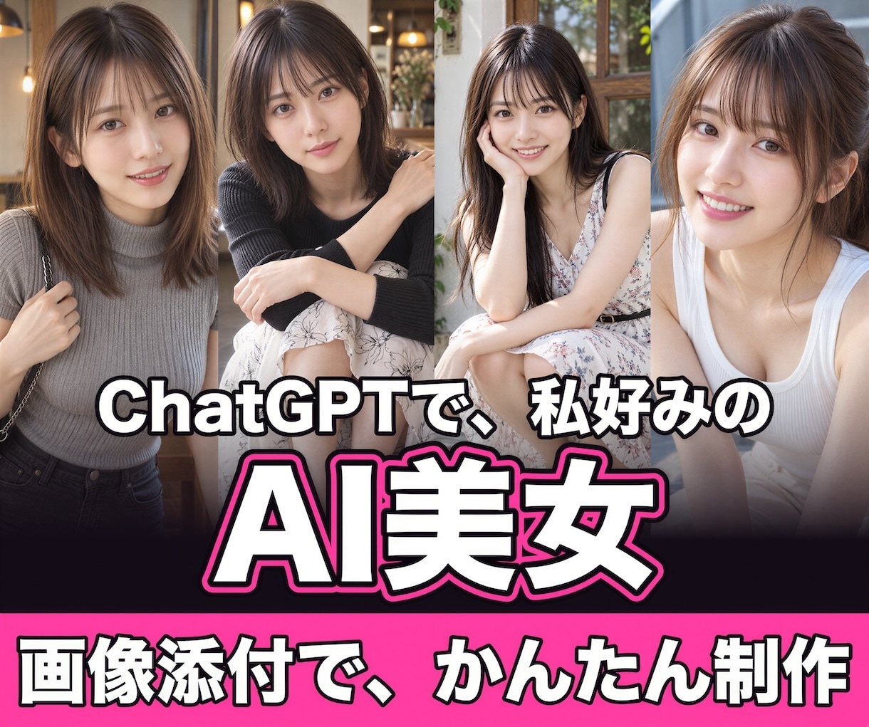 架空のAI美女を作るChatGPT設定を届けます 好みの顔から衣装・場所・ポーズまで、自分だけの写真へ イメージ1
