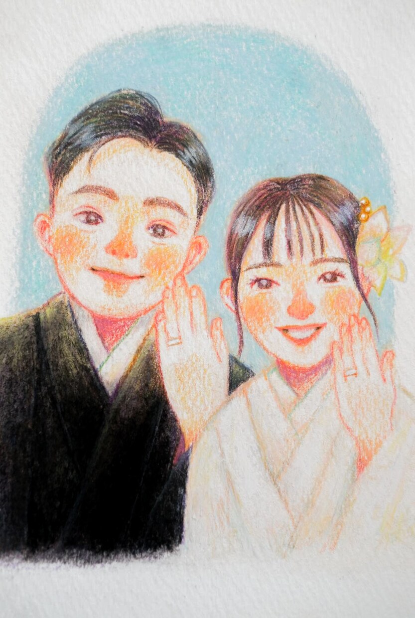 やさしい笑顔のふんわり似顔絵描きます 見るだけで癒される♡色鉛筆とパステルで描くほっこり似顔絵 イメージ6