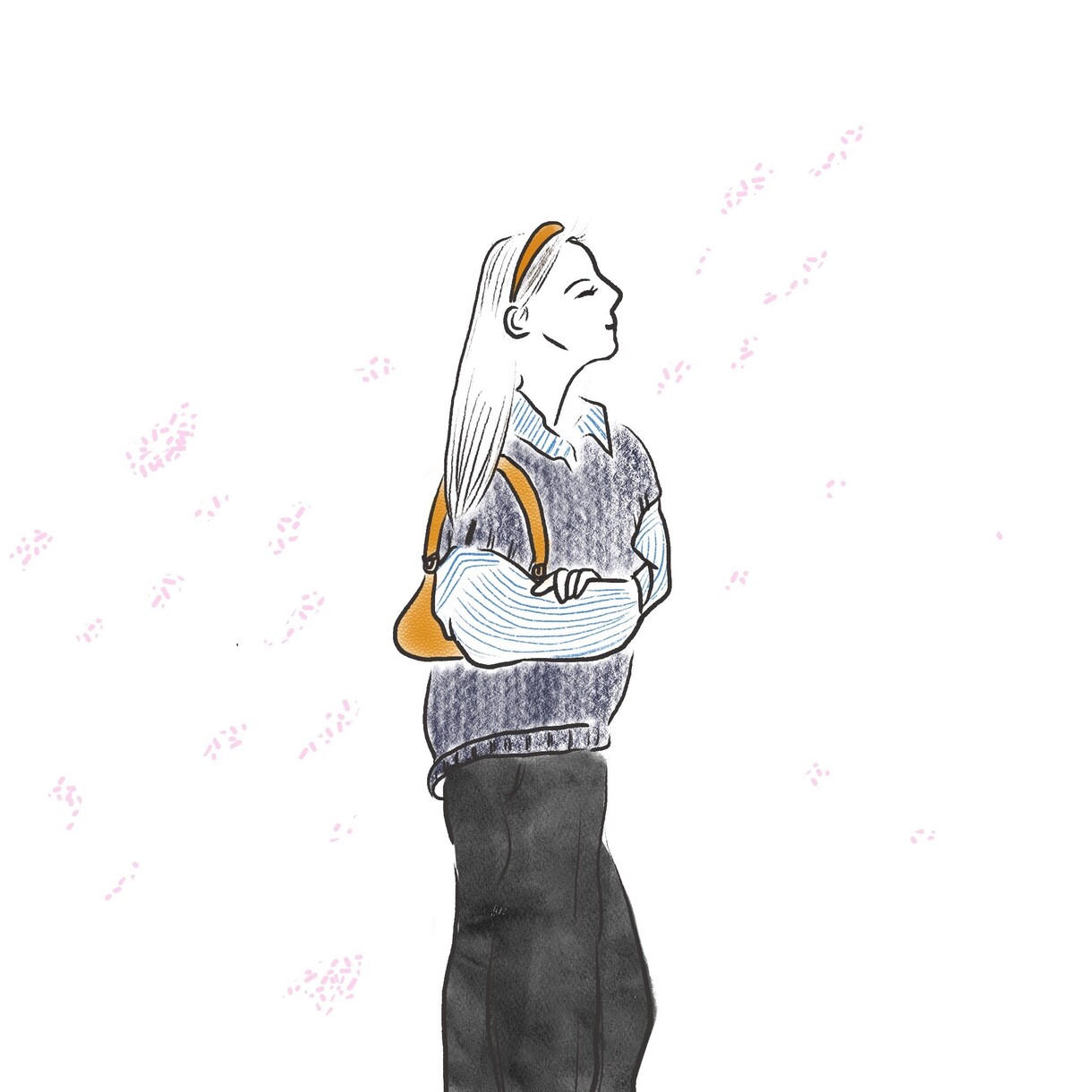Instagramのようなオシャレな女の子描きます 手描きでゆるいタッチの絵を描きます。 イメージ4