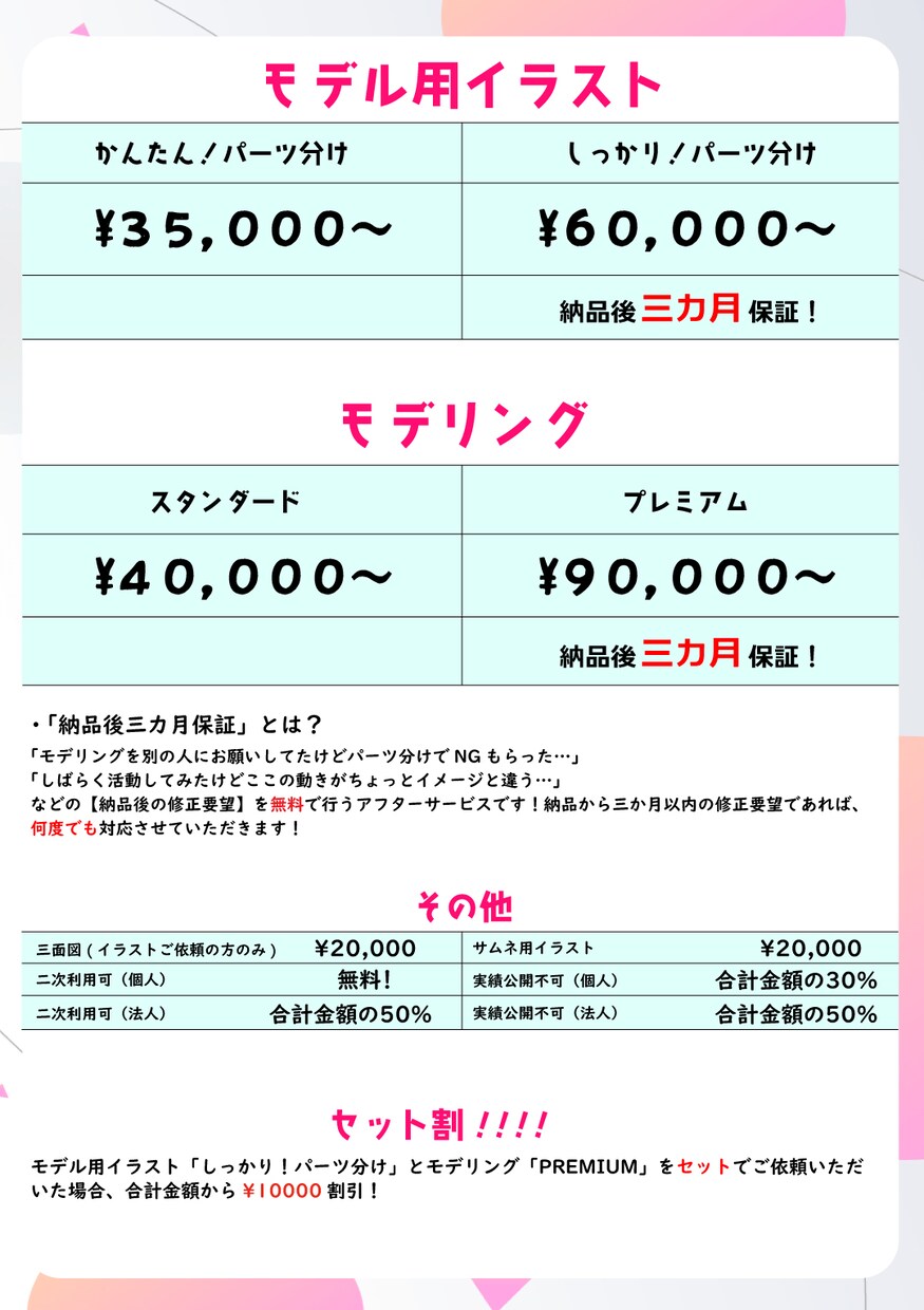 Vtuber様向けLive2Dモデル製作します モデリングだけでもOK！お見積り/ご相談だけでもお気軽に！ イメージ5