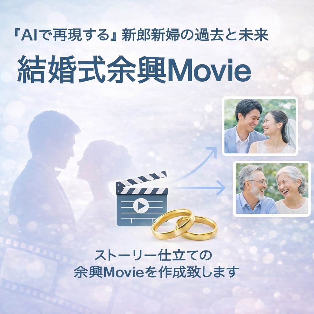 AIで描く新郎新婦馴れ初め＆老後ムービー作成します 【結婚式余興】【感動・笑い】思い出と未来をAIで映像化します イメージ1