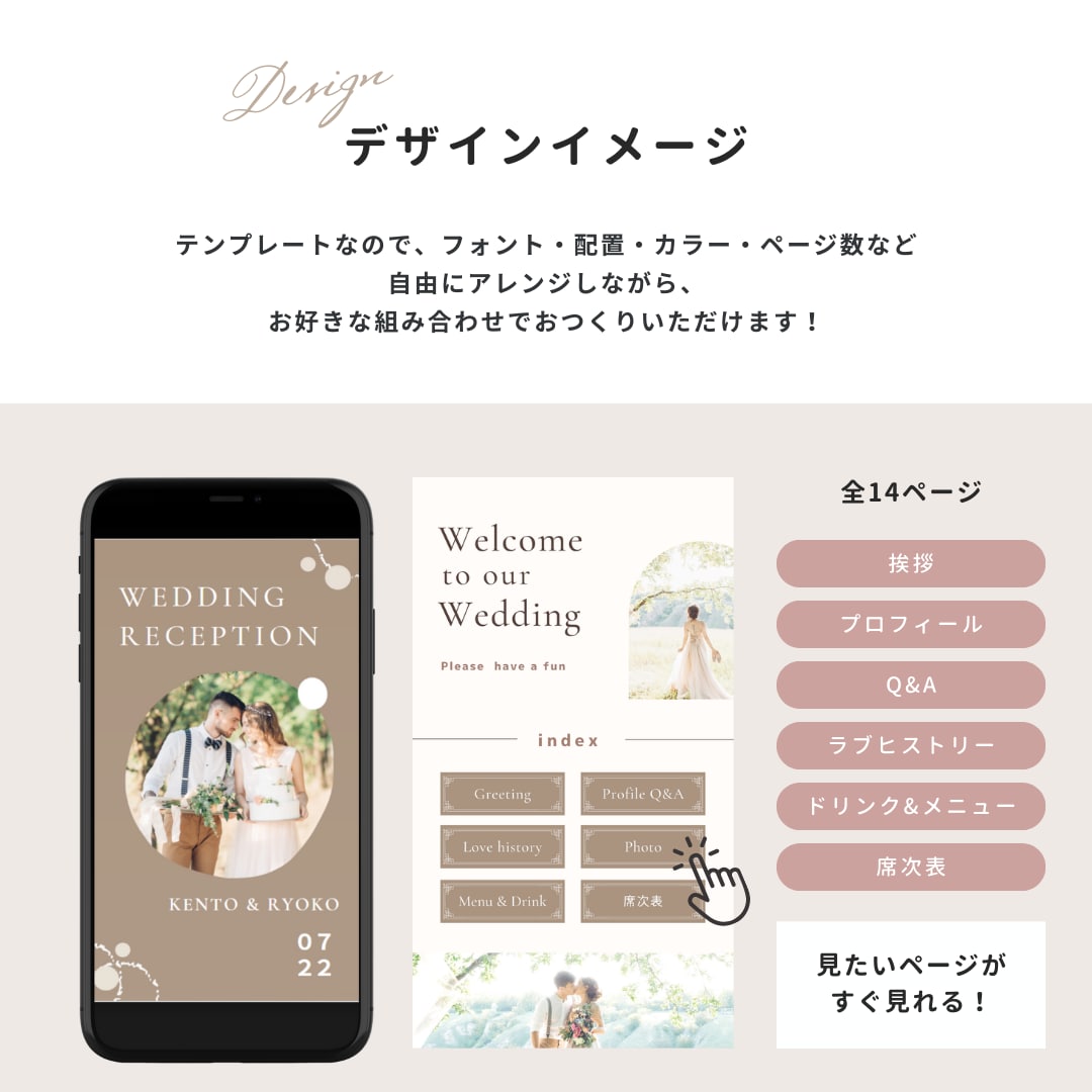 結婚式用　WEB席次表のテンプレートお渡しします スマホやPCで編集◎WEB版のプロフィールブック　スクレ イメージ3