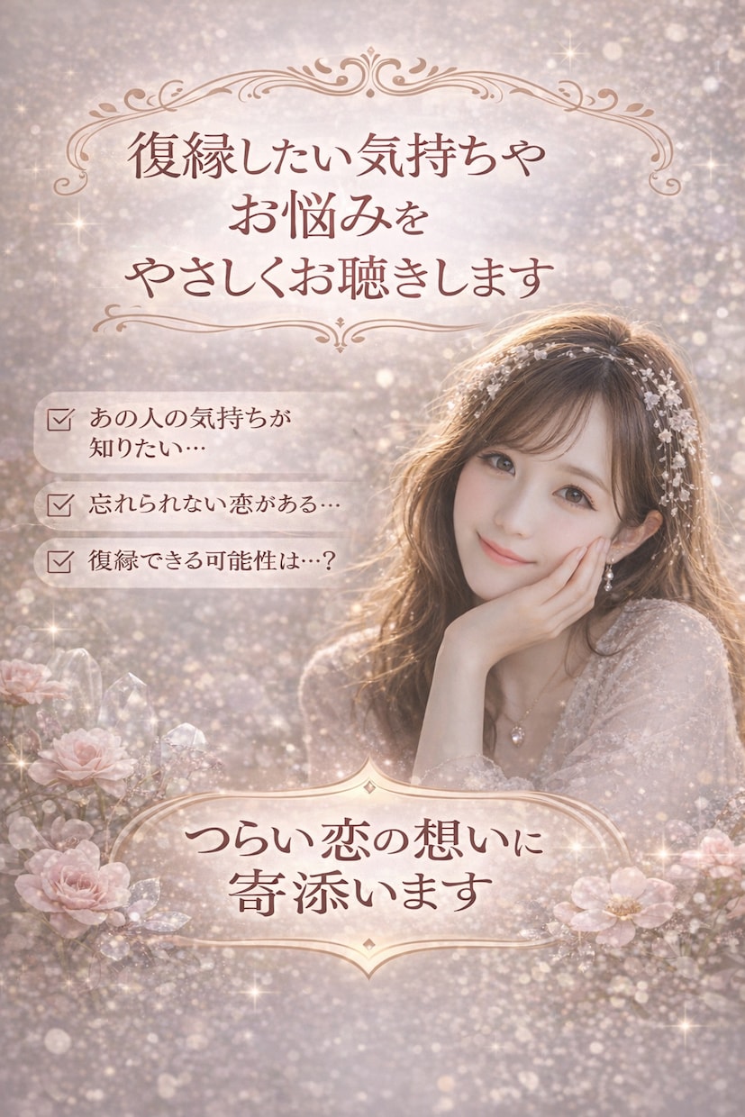 復縁したい気持ちをお聴きし本音を読み解きます まだ終わっていない想いに、そっと寄り添います✨ イメージ1