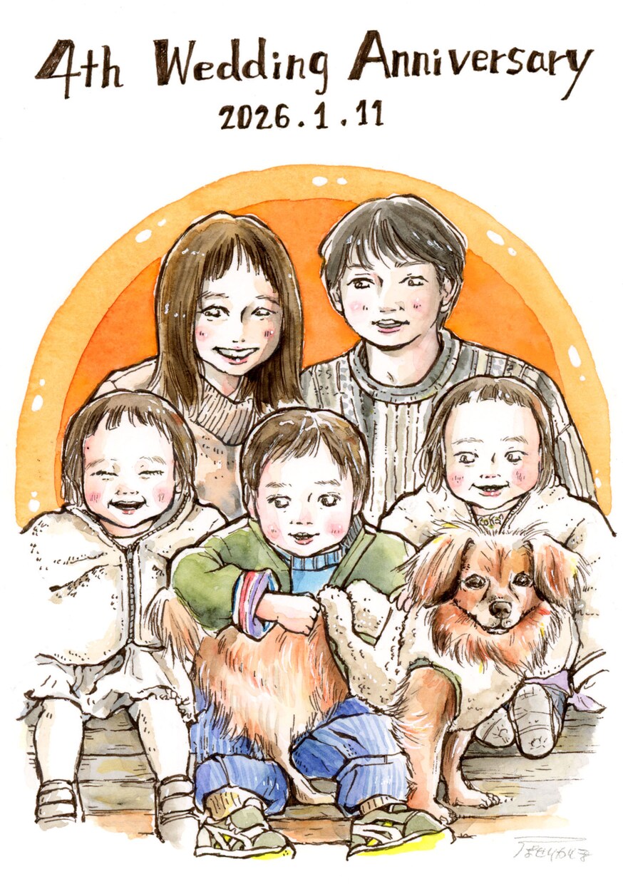 誇張しない＊水彩にがおえ描きます ナチュラルタッチなイラスト♪贈り物やおうちのインテリアに。 イメージ1