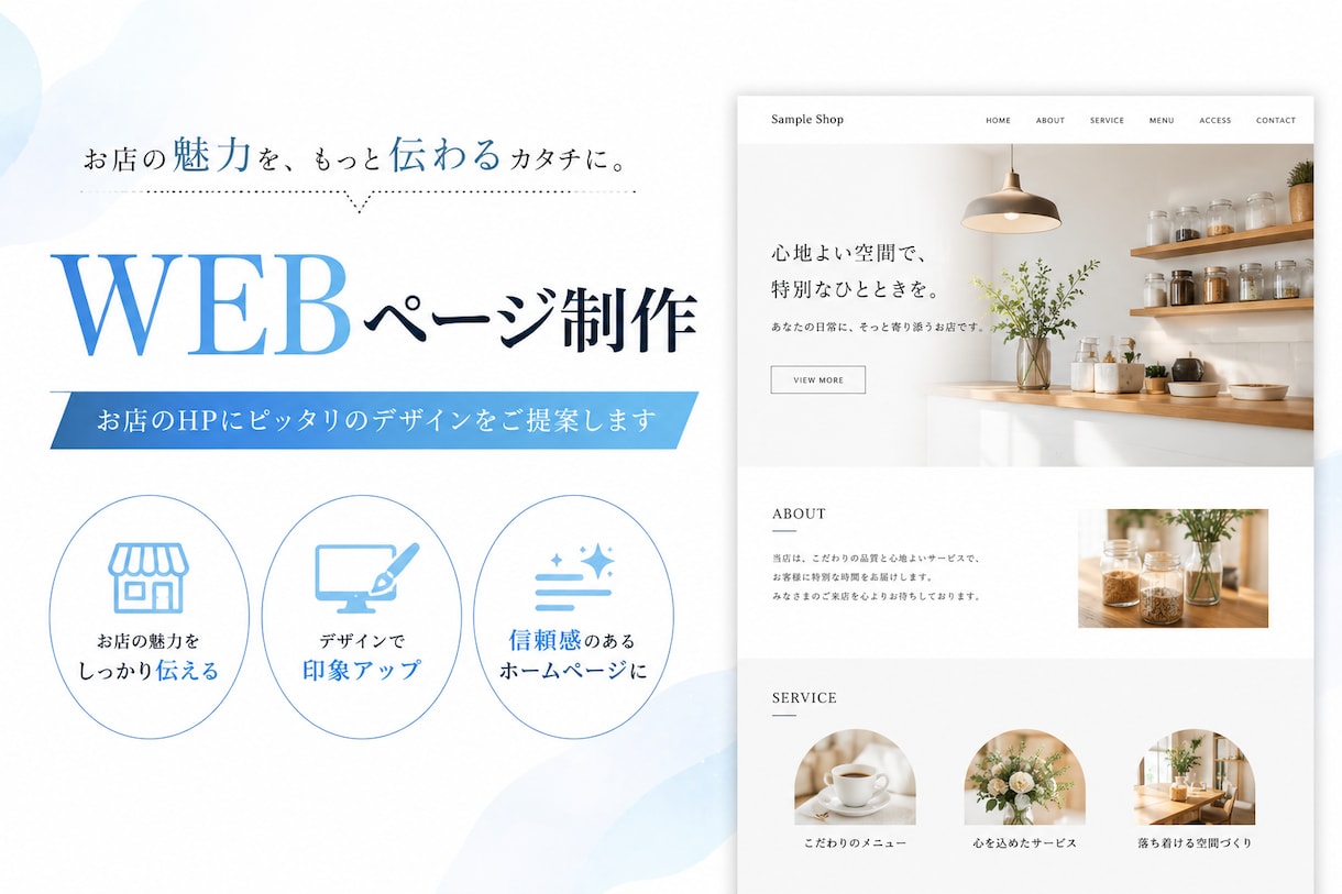 格安 お店、サロンのホームページお作りします はじめてのホームページ制作でも安心を イメージ1