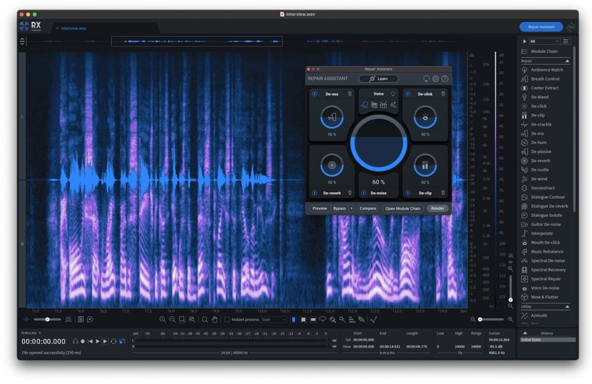 iZotopeRX10で本格ノイズ除去します ノイズ、リバーブ、ブレス、リップノイズ、歯擦音、クリップ イメージ2
