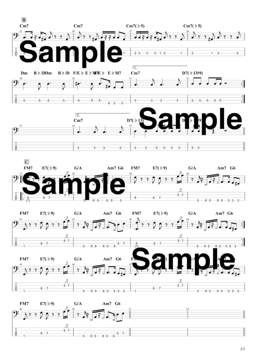 早い納品でベースのタブ譜（楽譜）を作成します 演奏したいのに楽譜が無い！現役プロがオールジャンル対応で作成 イメージ9