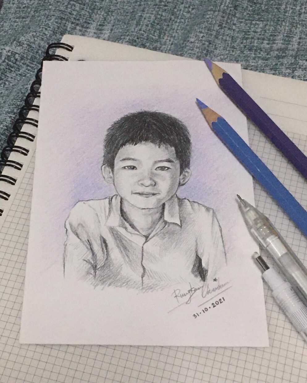 思い出作り♪写真をもとに人物や猫の似顔絵を描きます 家族や恋人、友達、ペット、また去ってしまった人やペットの為に イメージ4