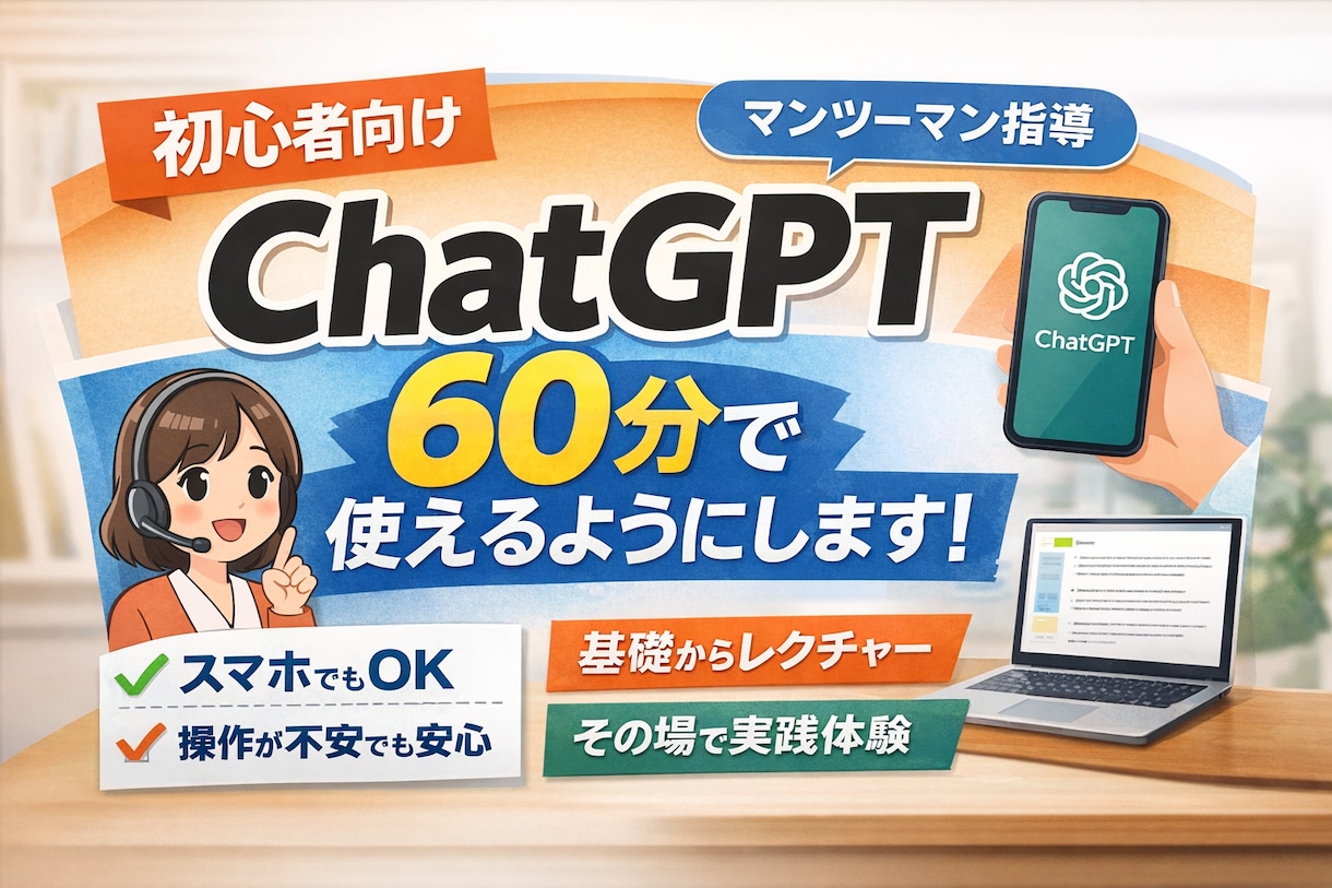 ChatGPT初心者を60分で使えるようにします 初心者を60分でChatGPTが使える状態に導きます イメージ1