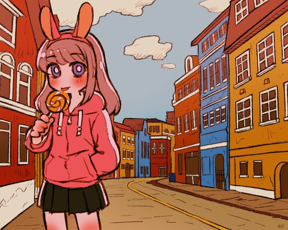 雰囲気のあるミニキャライラスト描きます 美しい街並み×あなたのオリジナルキャラ イメージ3