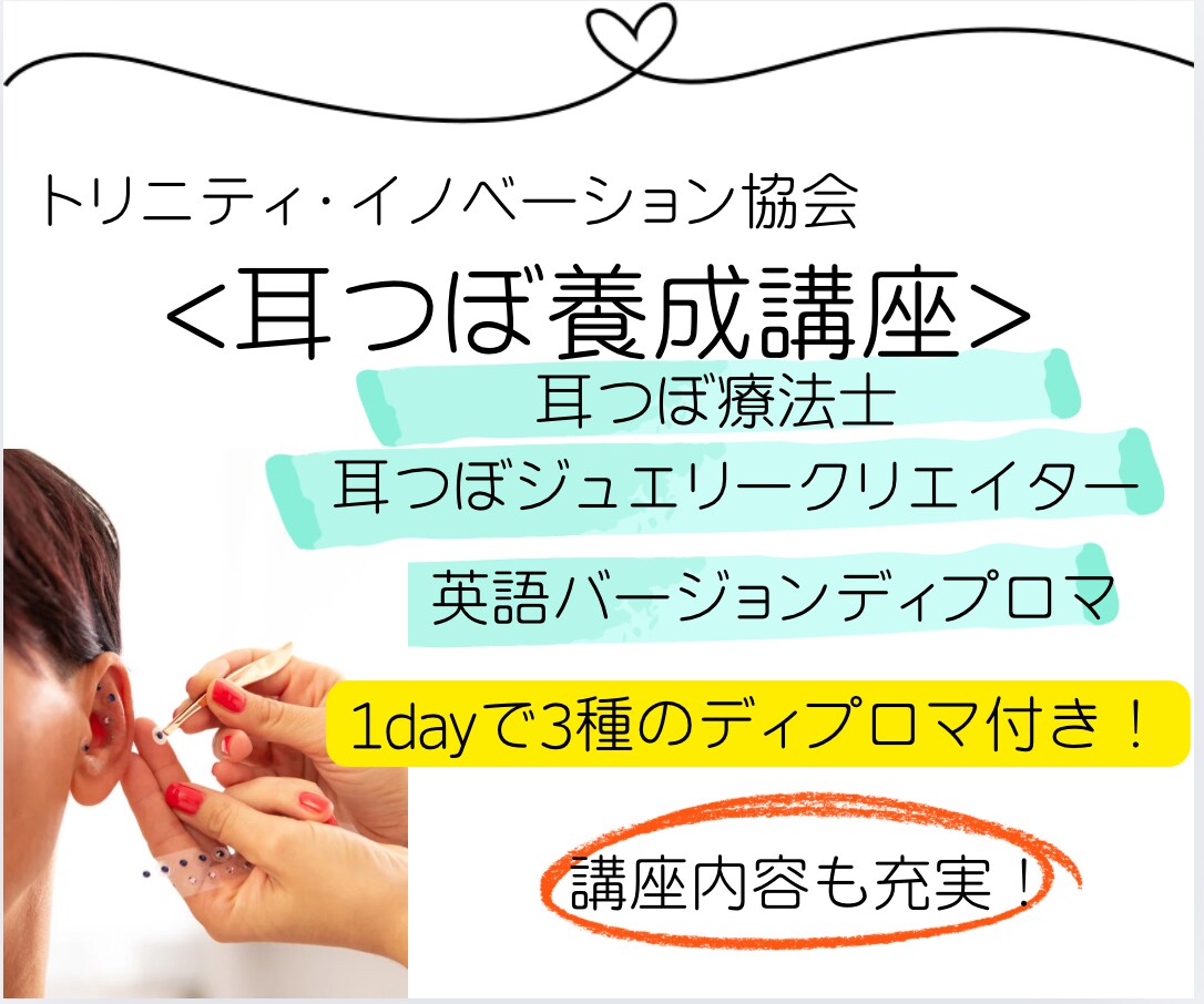 1dayで3種類のディプロマ取得できます 講座内容充実！講座受けてすぐに活用可能な内容で行います！ イメージ1