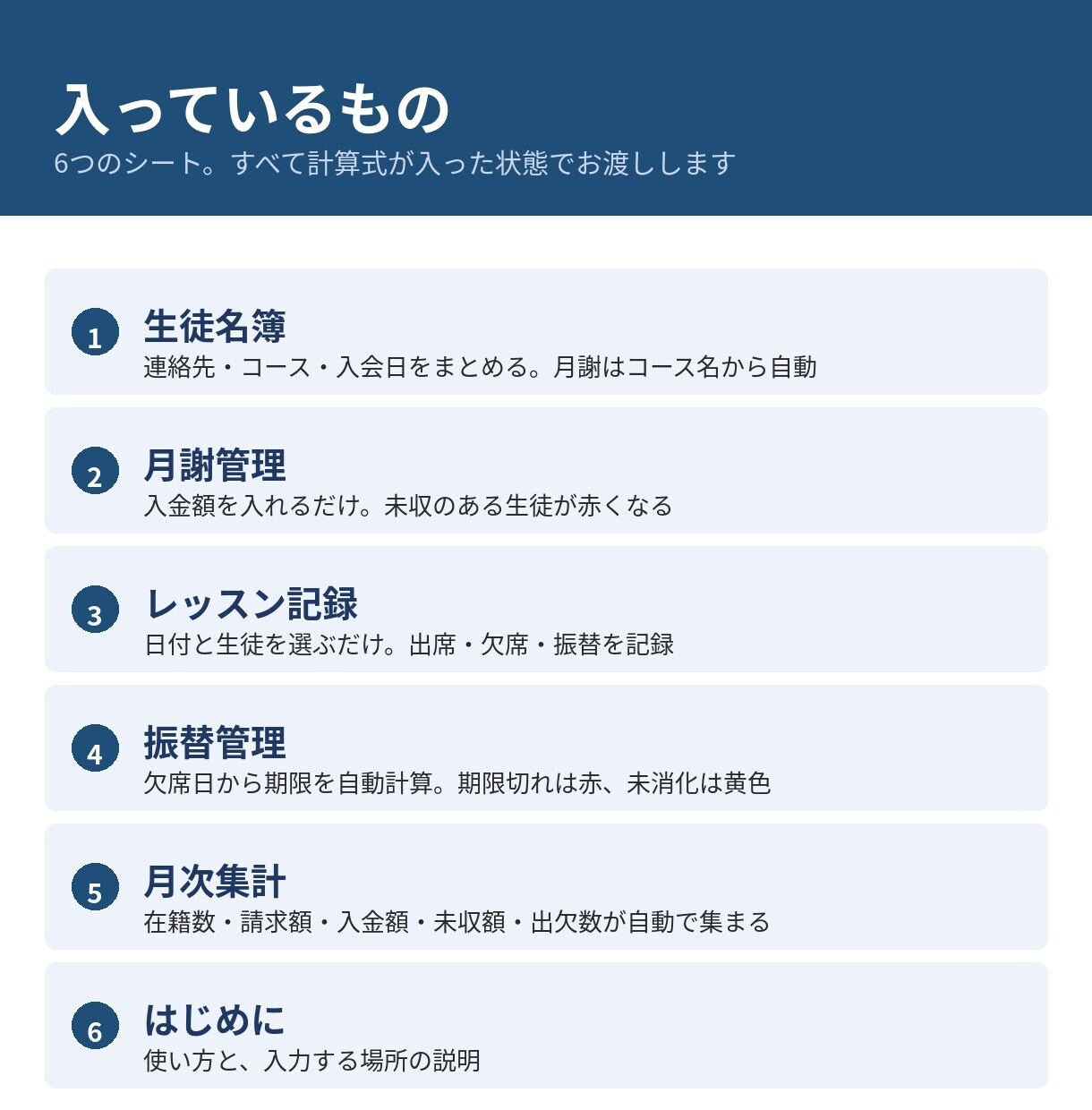 教室の月謝と振替の管理を1枚にまとめます 未入金と振替の取りこぼしが、毎月ひと目でわかります イメージ5