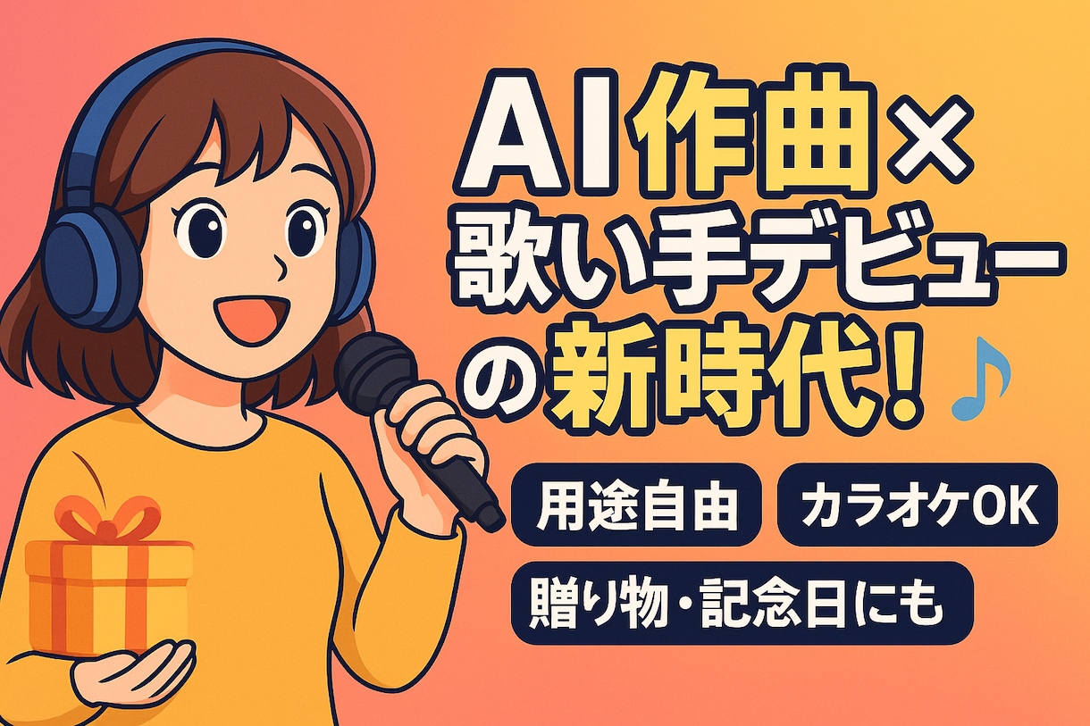 最新AI作曲！カラオケok！歌い手歓迎！即納します 歌い手時代／用途自由／贈り物・記念日にも　最先端AI体験 イメージ1