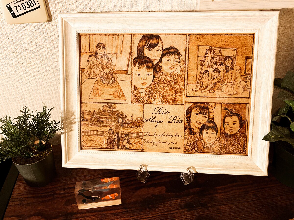似顔絵やイラストなどご依頼を承ります ウッドバーニングとは木を焦がして描くユニークなアート作品です イメージ6