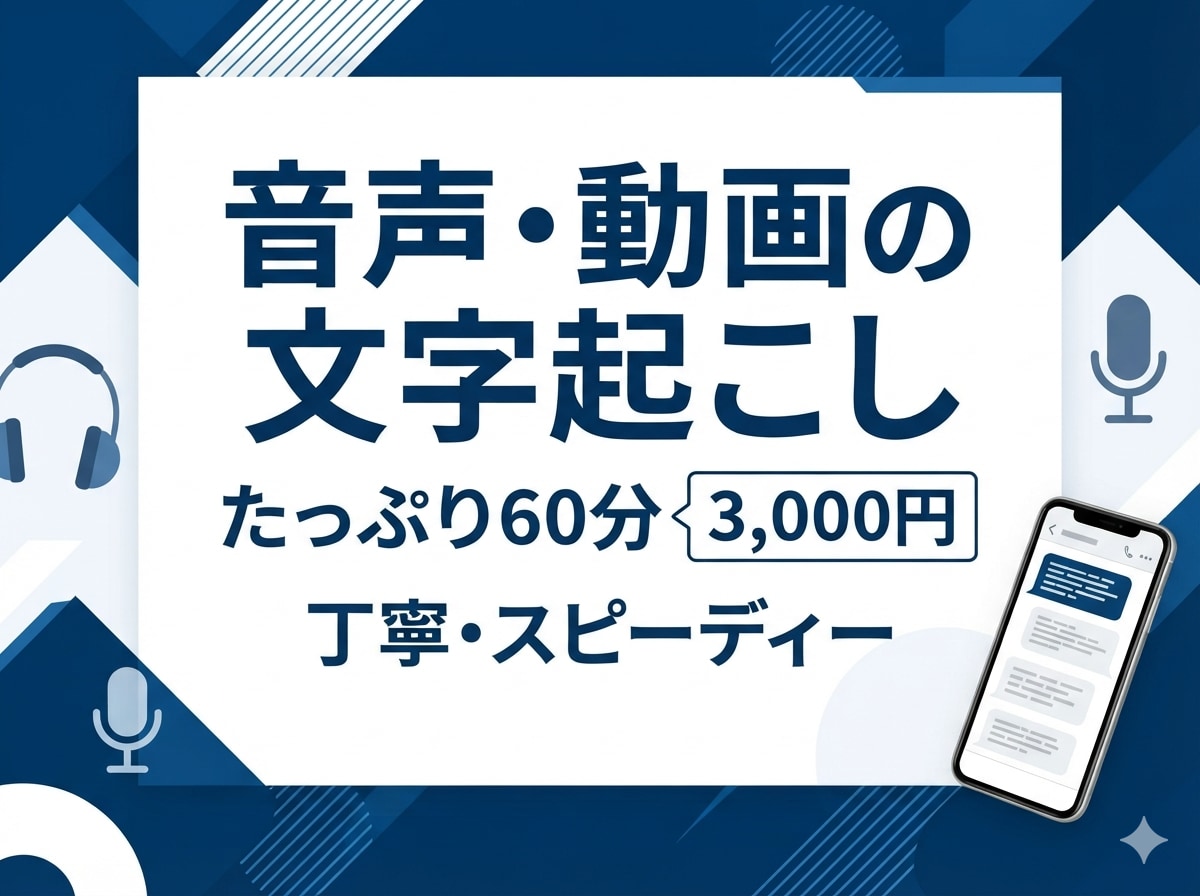 爆速納品 音声や動画を丁寧に文字起こしします 文字起こし・テープ起こしを爆速&丁寧に対応します！ イメージ1