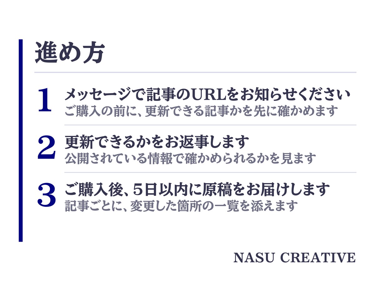 古い記事を公式で確かめ「情報更新&リライト」します 現役のプロライターが古い料金や日付を公式で確かめ書き直します イメージ7