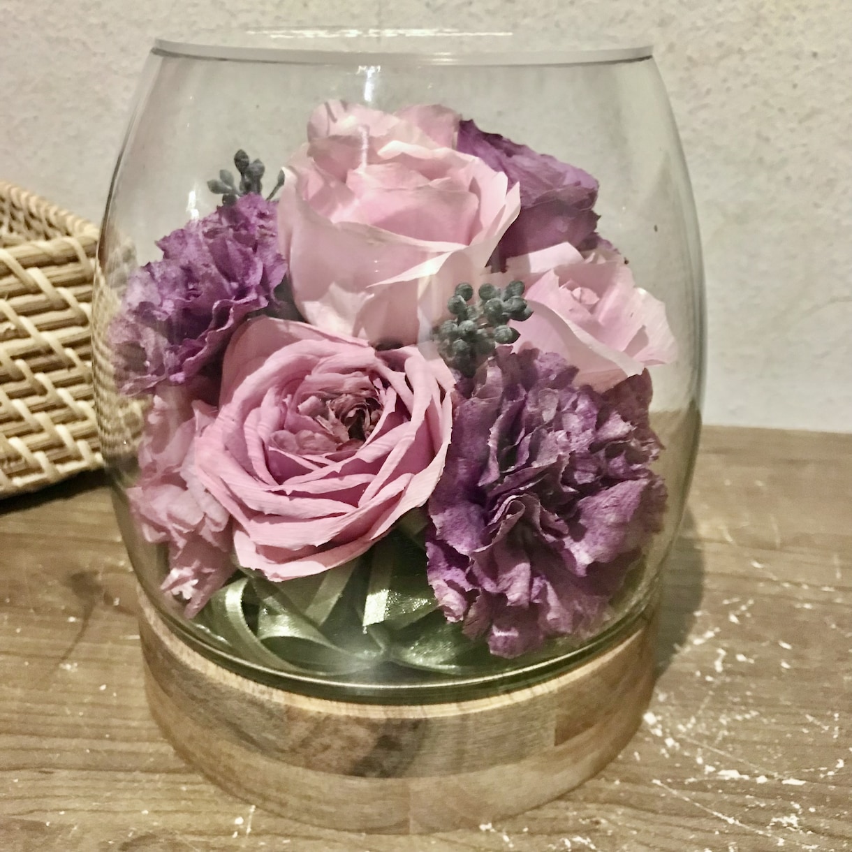 プロポーズの花束ウエディングブーケ記念花を残します 【ポットグラス】 特別な日の花を立体的に保存　ドライ加工 イメージ10