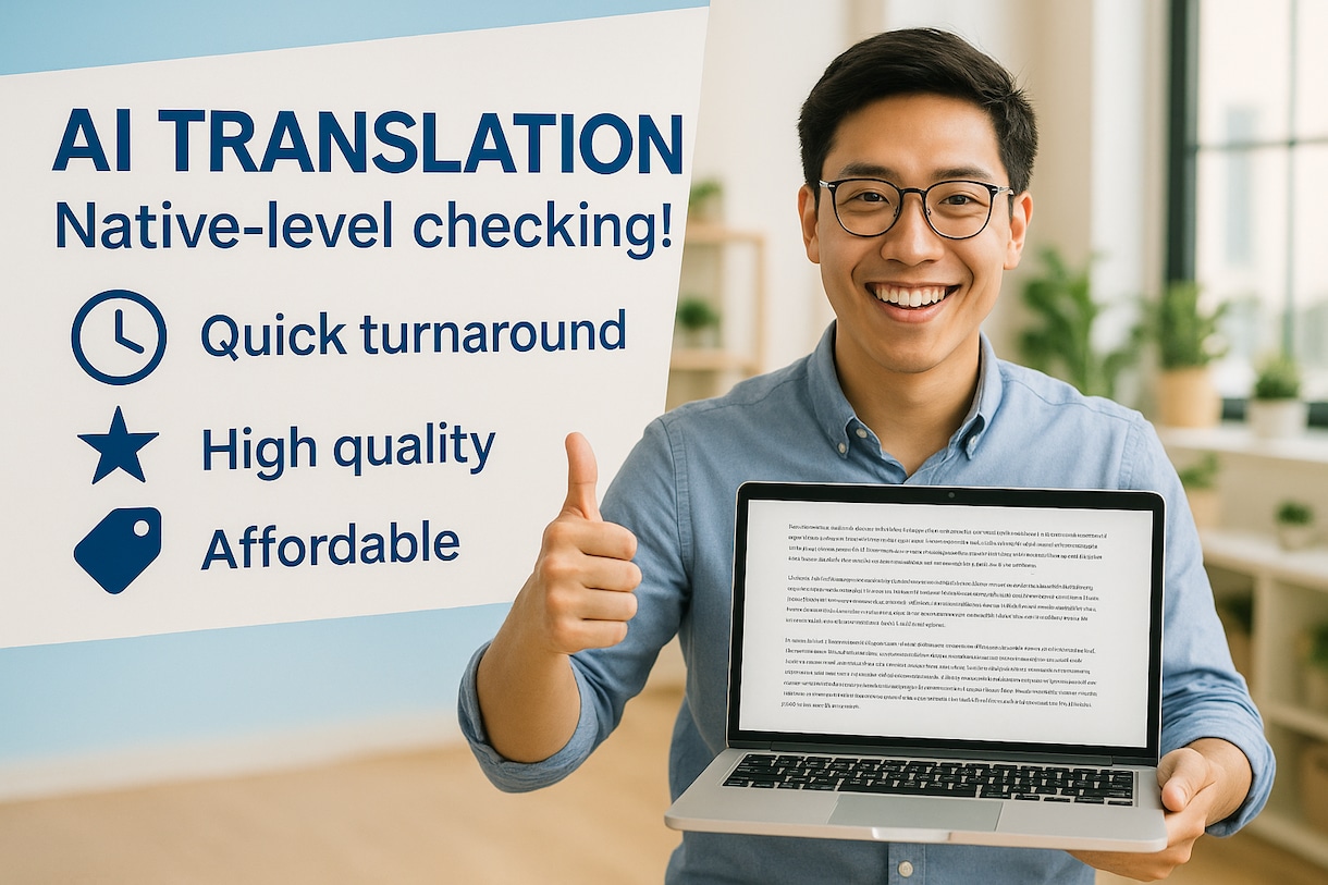 AI英語翻訳を丁寧にネイティブチェックします プロ品質でAI翻訳・英訳が生まれ変わります イメージ1