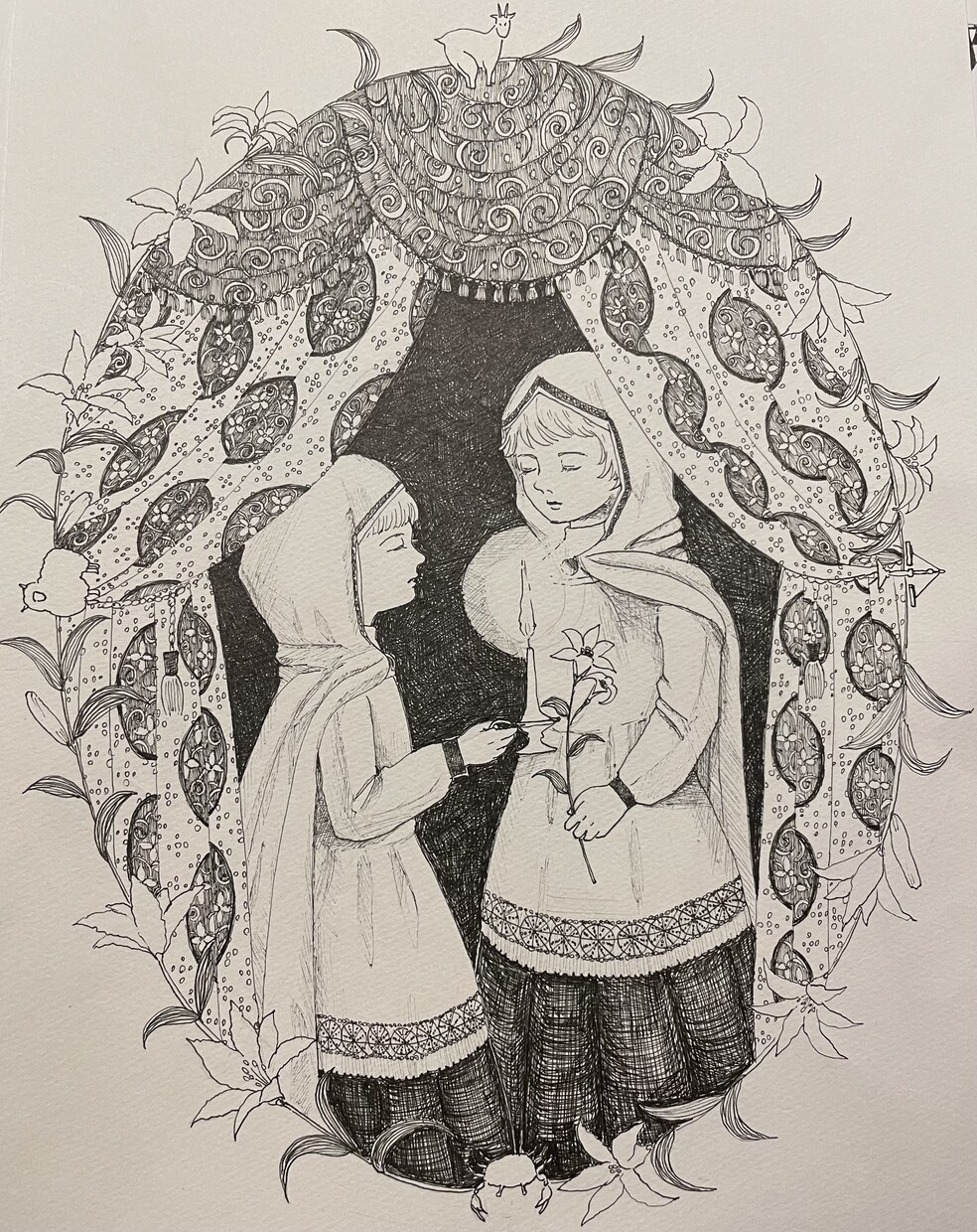 モノクロイラスト描きます 水性ペンで描く繊細で神秘的な世界 イメージ8