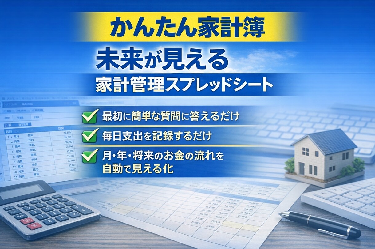 自動集計！簡単家計簿ツール渡します 月、年、ライフプラン表自動作成！家計簿スプレッドシート イメージ1