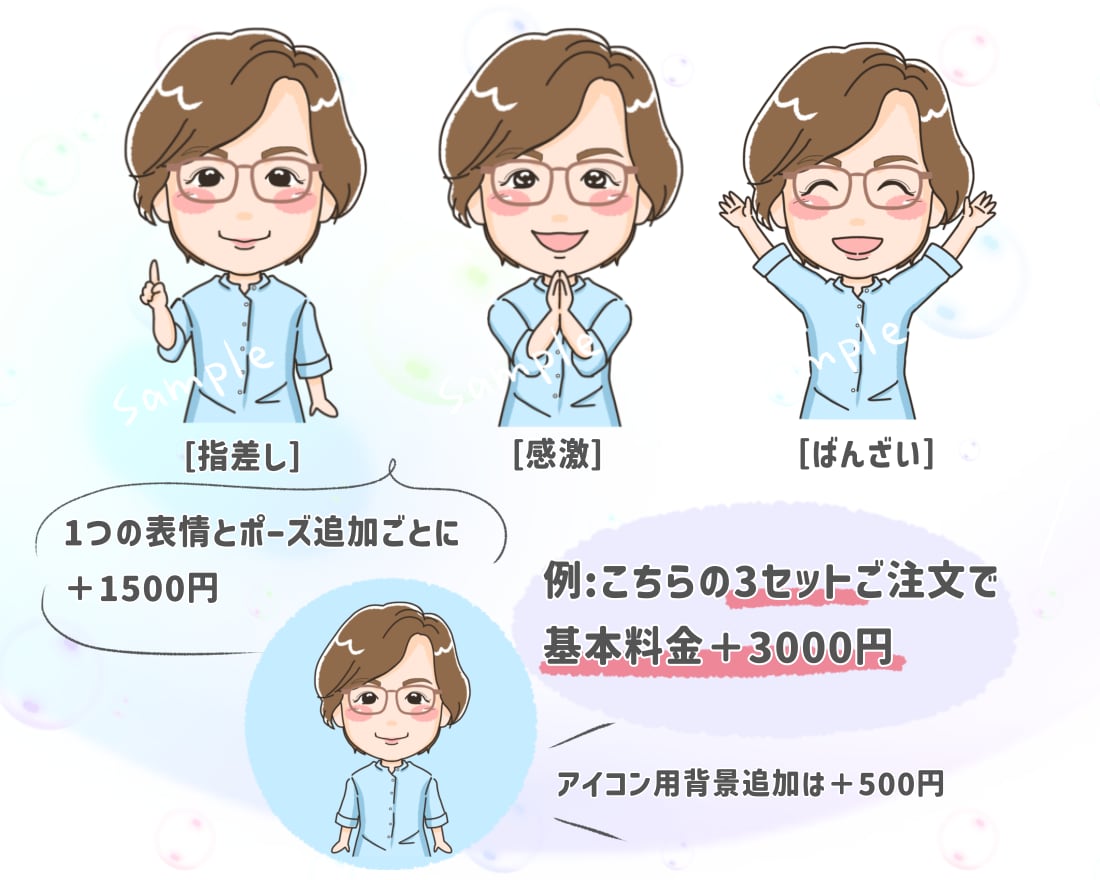 商用OK/企業向け手描きの似顔絵アイコン製作します ＡＩには出せない、あたたかみと個性を大切にします⭐︎ イメージ3