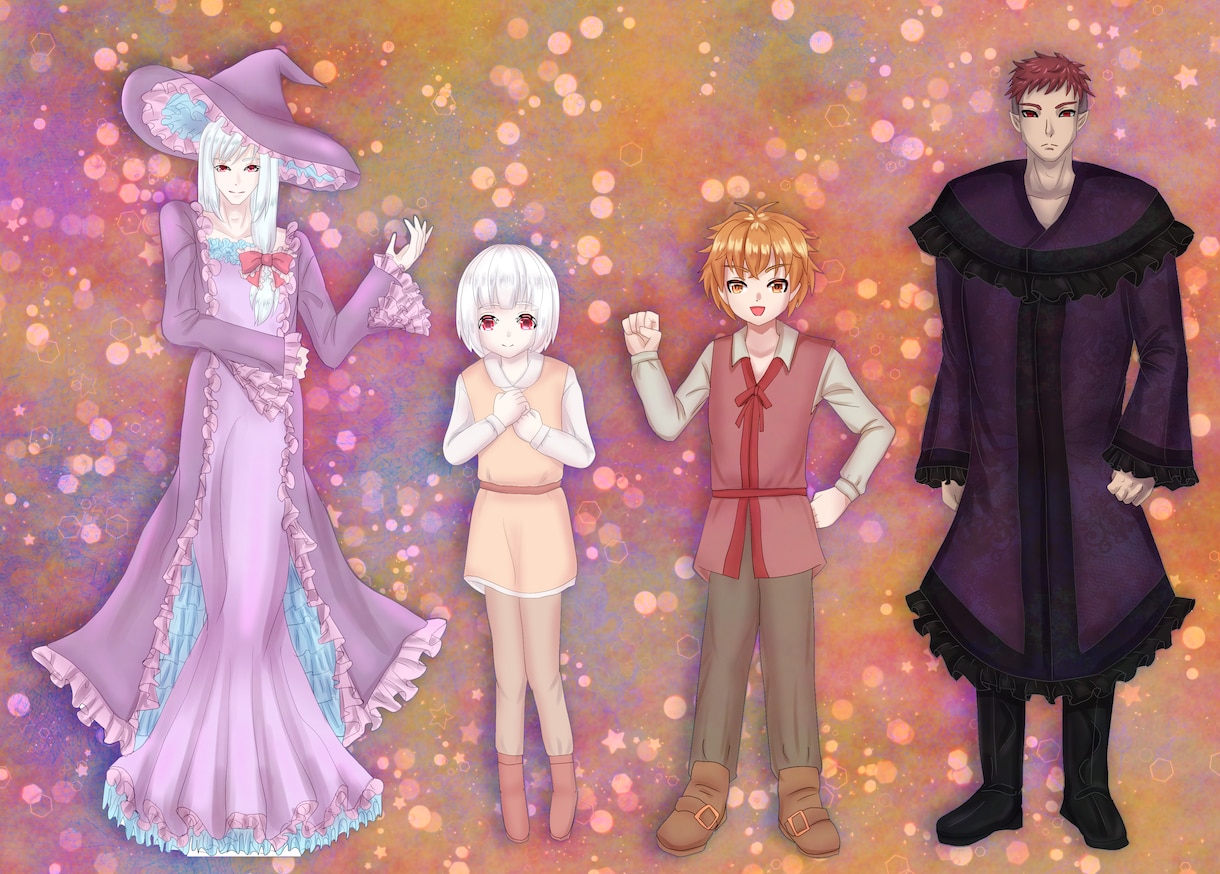 キャラクター立ち絵一枚+表情差分４枚まで描きます ゲームや動画に使えるオリジナルの立ち絵を描きますよ！ イメージ2