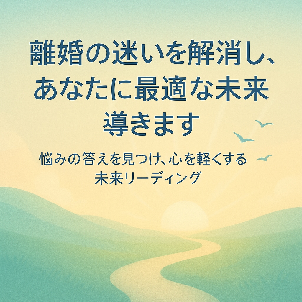 離婚の迷いを解消し、あなたに最適な未来を導きます 「悩みの答えを見つけ、心を軽くする未来リーディング」 イメージ1
