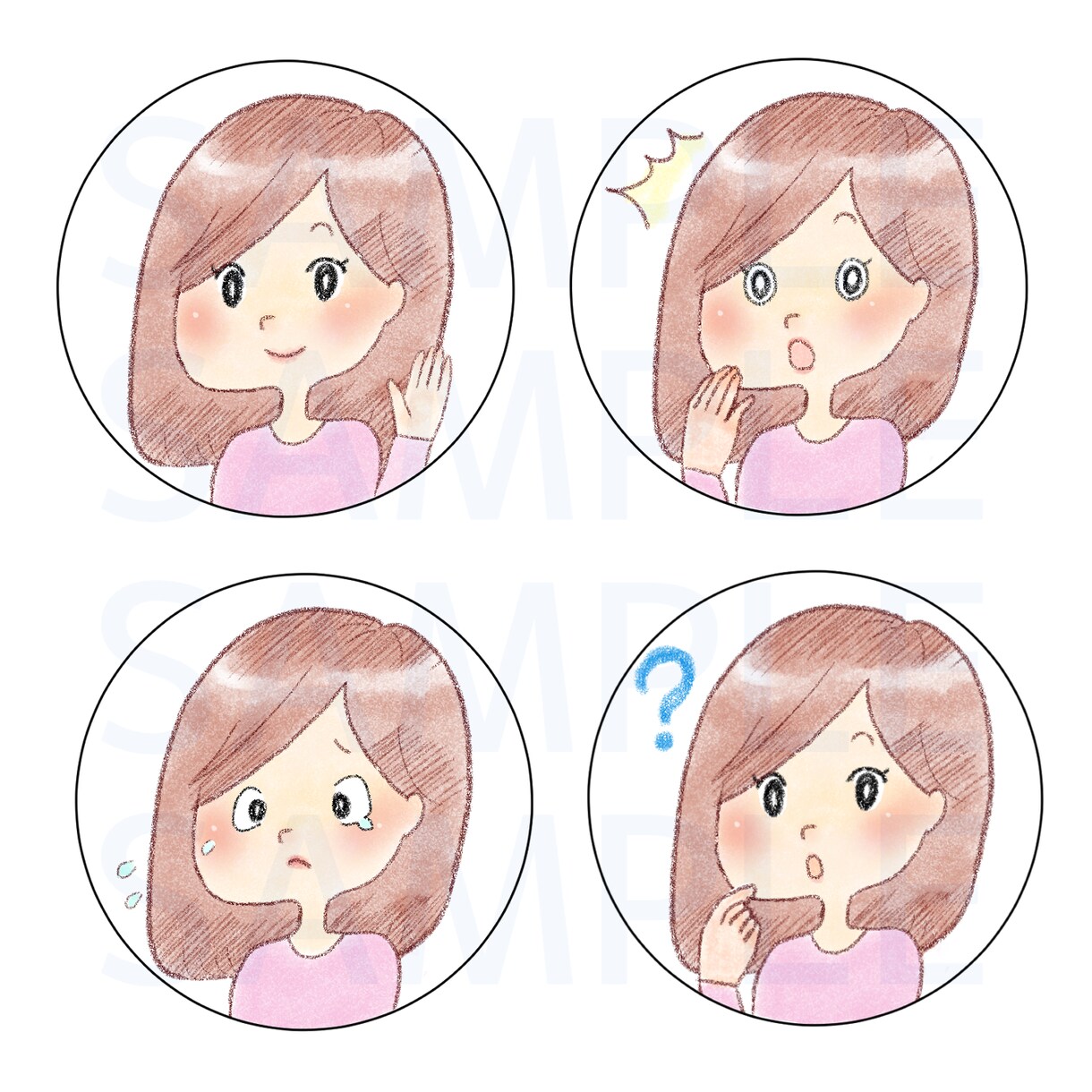 アイコン６種類セットお作りします ブログ用の表情豊かな似顔絵アイコンをお探しの方 イメージ1