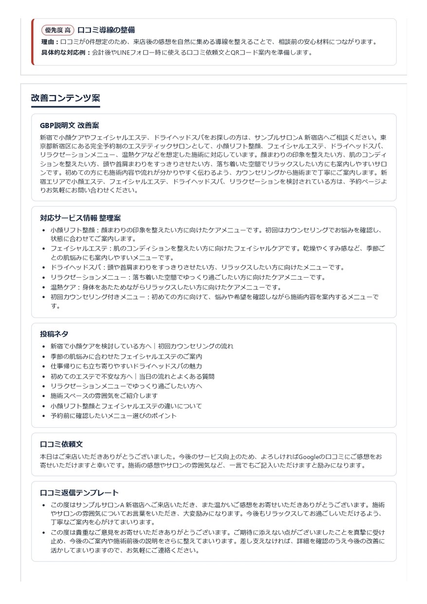 GoogleマップのMEO診断レポートを作成します 店舗ページの改善点をPDFでわかりやすく整理 イメージ5