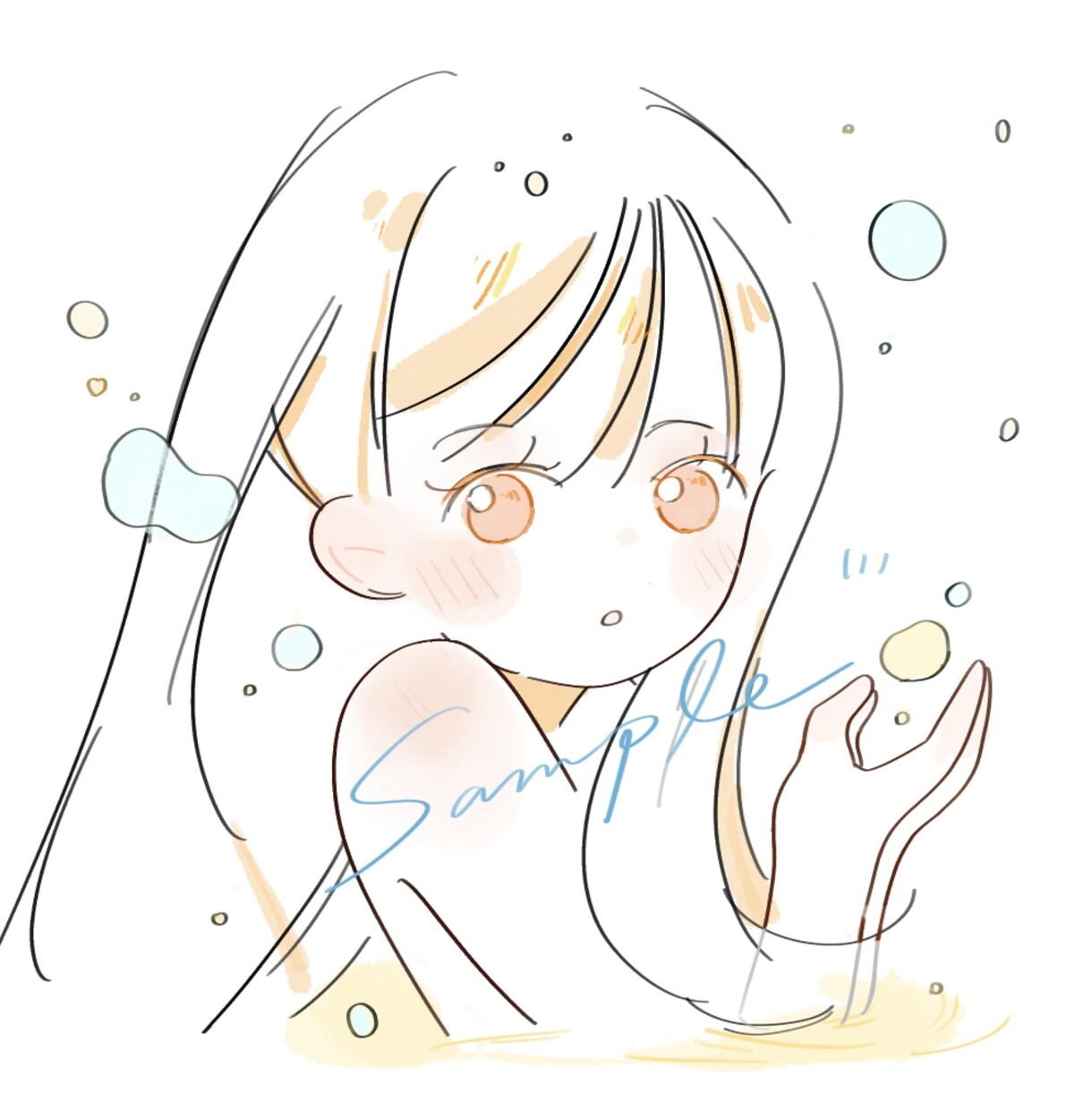 ゆるふわ　ガーリーなイラスト、似顔絵作成いたします シンプルでアナログ感のある可愛いイラスト！ イメージ2