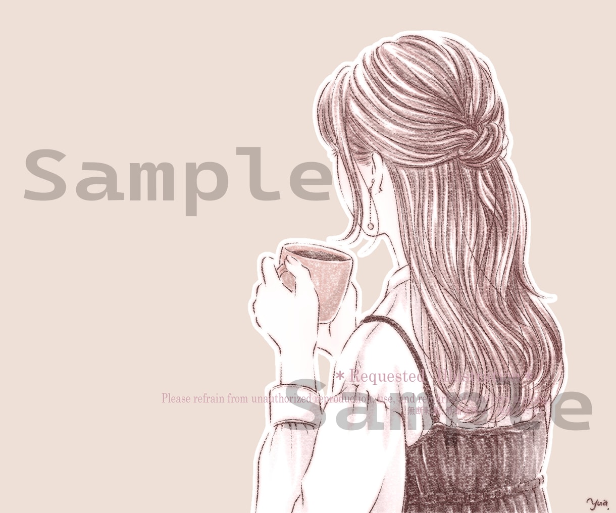 ふわっとやさしい好印象の後ろ姿イラストお描きします 女性に人気♪SNSやブログアイコン等におすすめです！ イメージ4