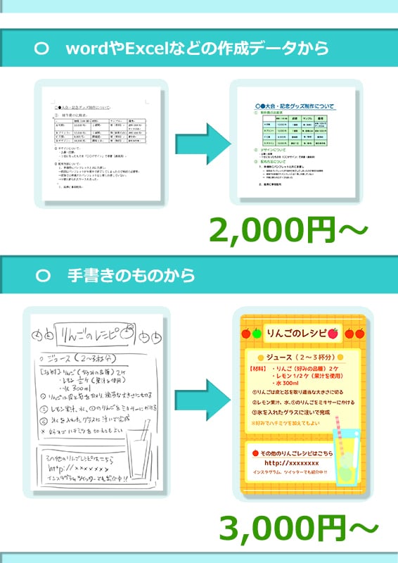 清書します 手書きのラフから・word等の文書から・清書します イメージ1