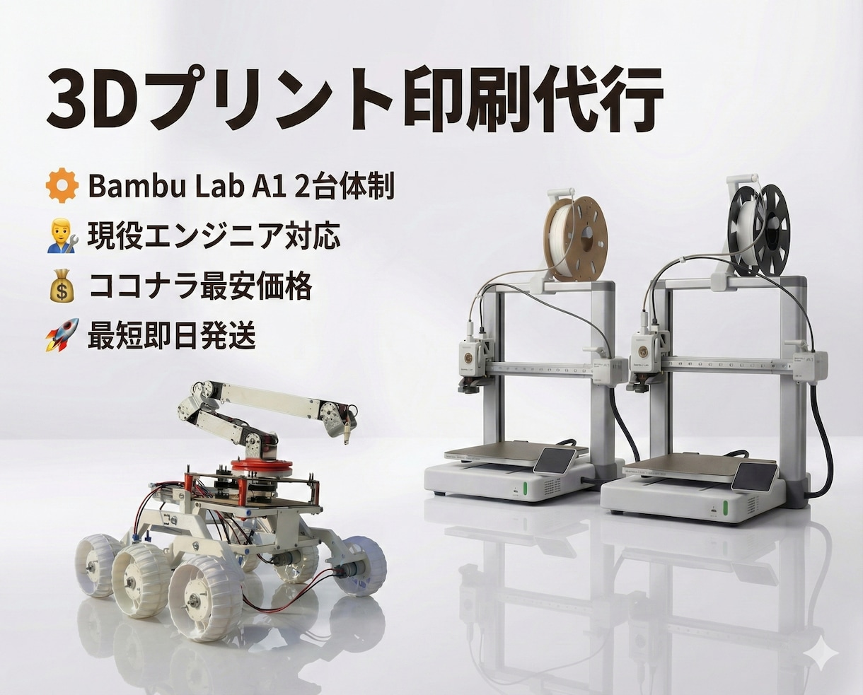 爆速×高品質！設計から3Dプリント印刷代行します ロボコン日本代表経験あり！慶應理系学生による3Dプリント代行 イメージ1