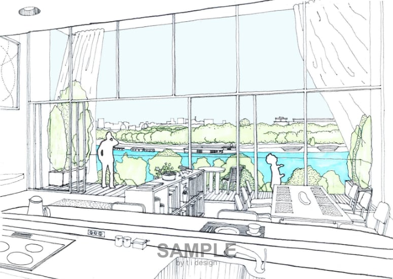 手描きで雰囲気のある内観パースを作成します より具体的な空間イメージを伝えたい方に イメージ2