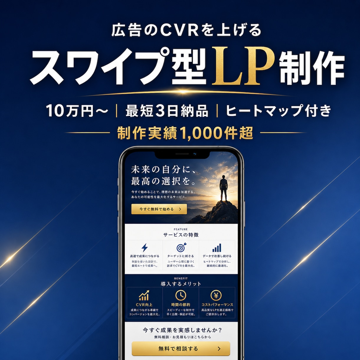 スマホ特化｜スワイプ型LPを最短3日で制作します 営業出身ディレクター｜売れるスワイプ型LP制作 イメージ1