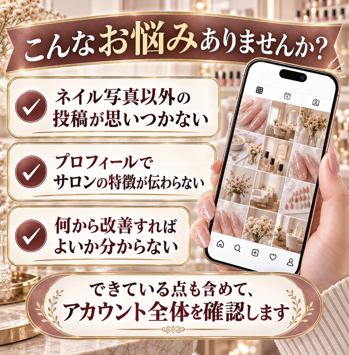 個人ネイルサロンのInstagramを診断します アカウントの改善点と、今後の投稿内容を個別にご提案 イメージ2
