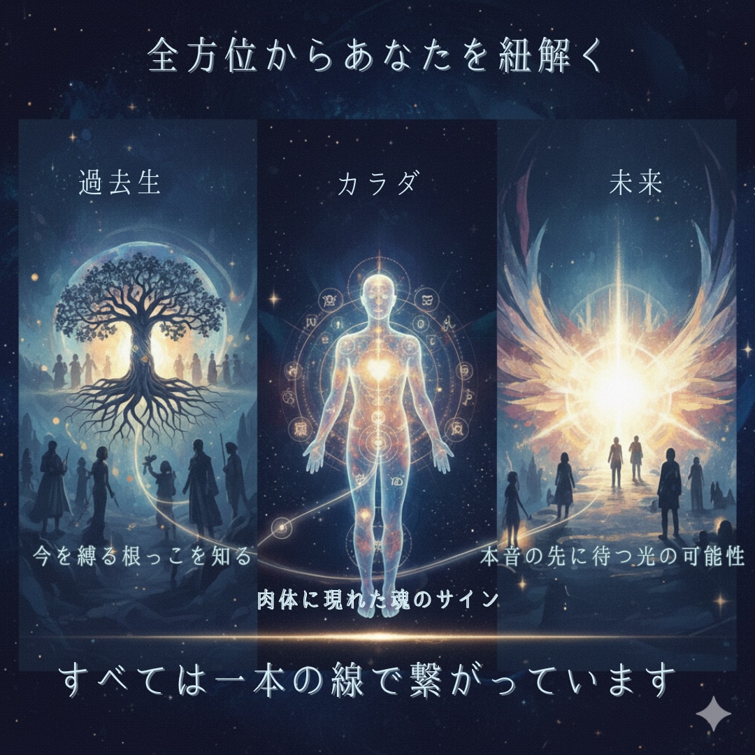 魂の「本音」を、全方位から紐解きます 過去生リーディング、身体スキャン、未来予測で人生を整える イメージ2